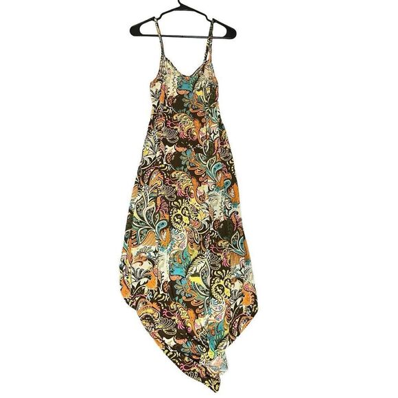 CALIFORNIA WOMAN Spaghetti Strap High Low Dress Paisley Size Small - Picture 2 of 6